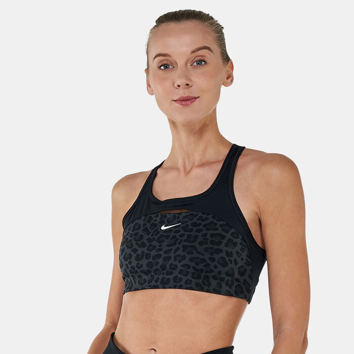 Nike Women's Dri-FIT Swoosh Printed Sports Bra Black Nike Women's Dri-FIT Swoosh Printed Sports Bra Black image number 0