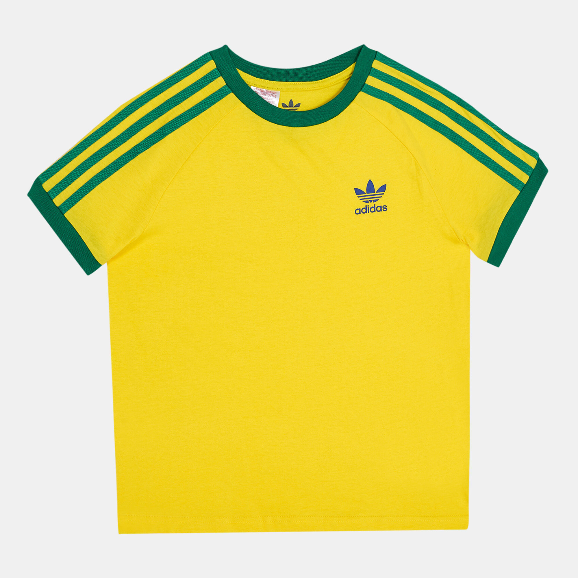 Yellow adidas 3 stripe t shirt hotsell