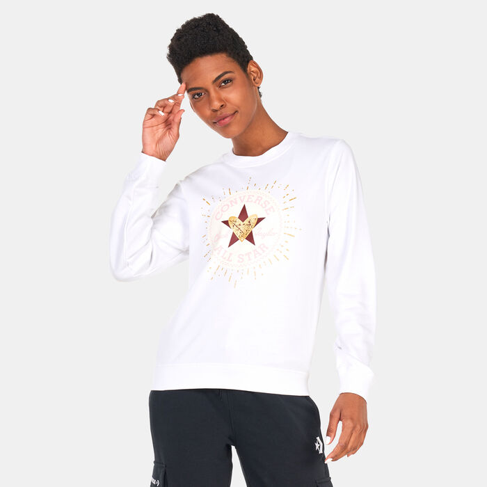 Converse Women's Radiating Love Graphic Sweatshirt White Converse Women's Radiating Love Graphic Sweatshirt White image number 0