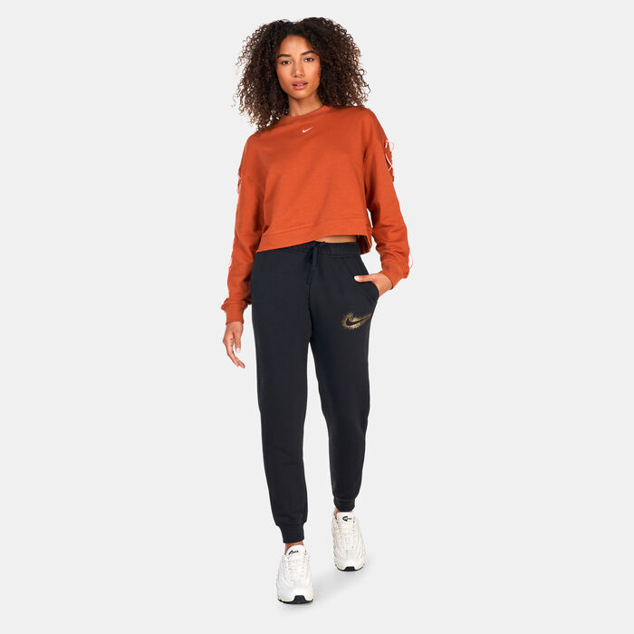 Nike Women's Dri-FIT Get Fit French Terry Crewneck Novelty Sweatshirt Orange image number 2