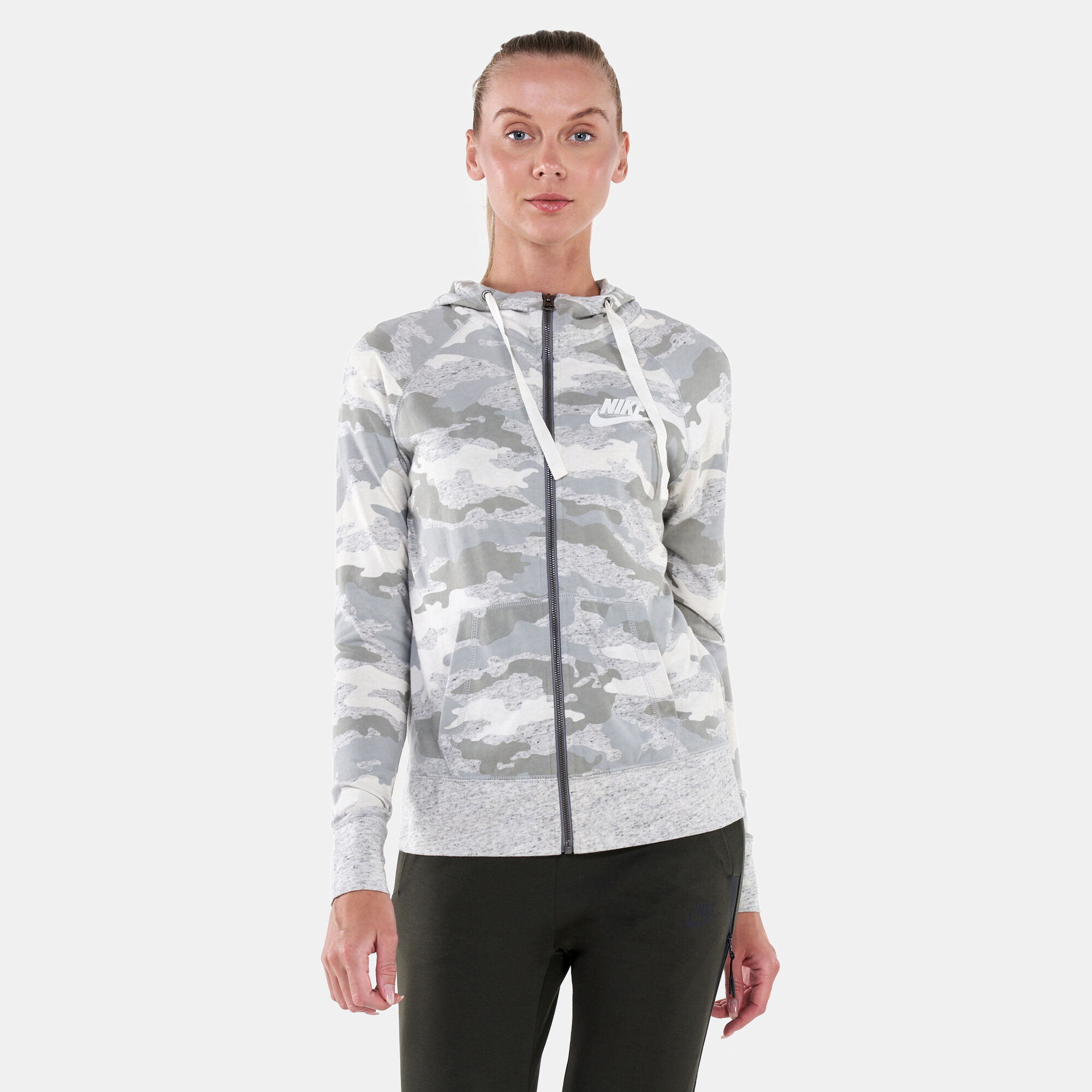 Women s Sportswear Gym Vintage Full Zip Camo Hoodie