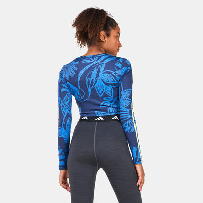 adidas Women's FARM Rio Long-Sleeves Crop Top Blue