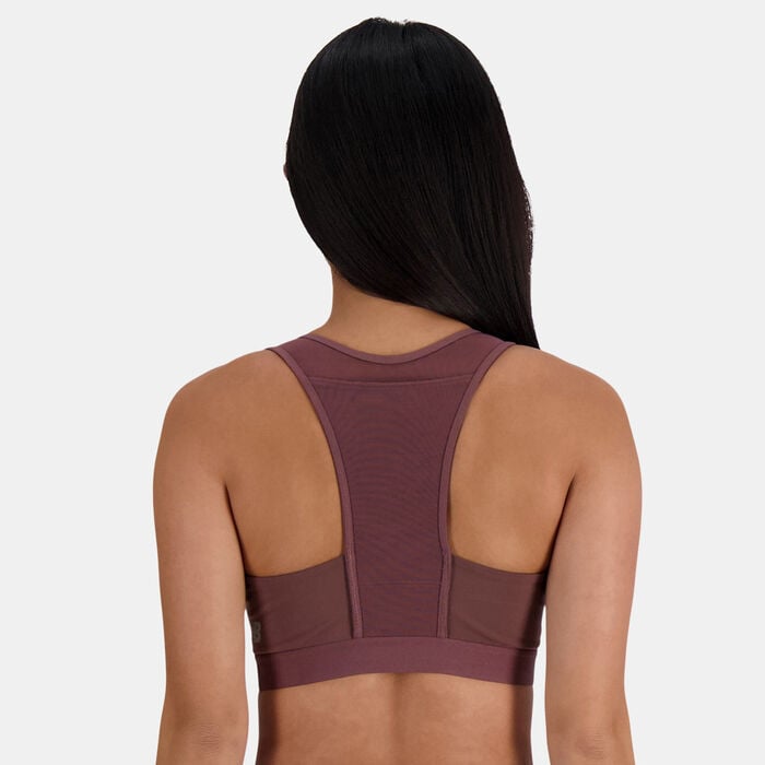 New Balance Women's Sleek Medium-Support Sports Bra White New Balance Women's Sleek Medium-Support Sports Bra White image number 3