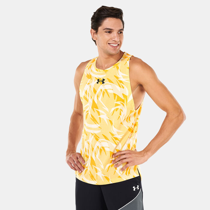 Under Armour Men's UA Baseline Printed Tank Top Orange image number 0