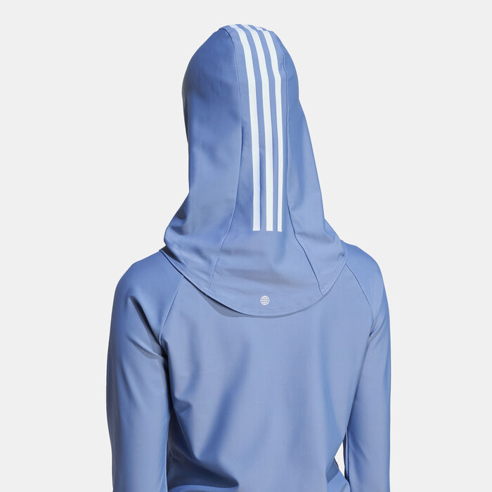 adidas Women's 3-Stripes Swimming Hijab Blue adidas Women's 3-Stripes Swimming Hijab Blue image number 1