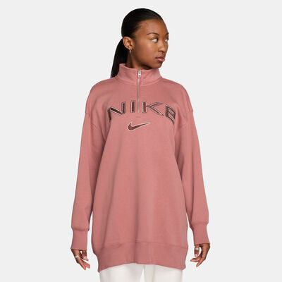 Nike Women's Sportswear Phoenix Fleece 1/4-Zip Top Peach