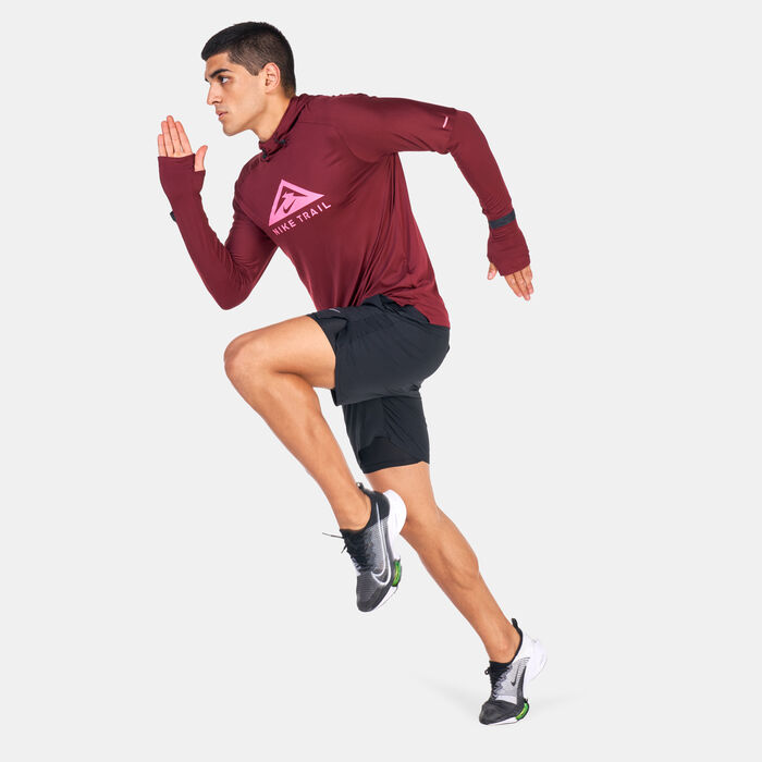 Nike Men's Dri-FIT Trail Running Hoodie Maroon image number 2