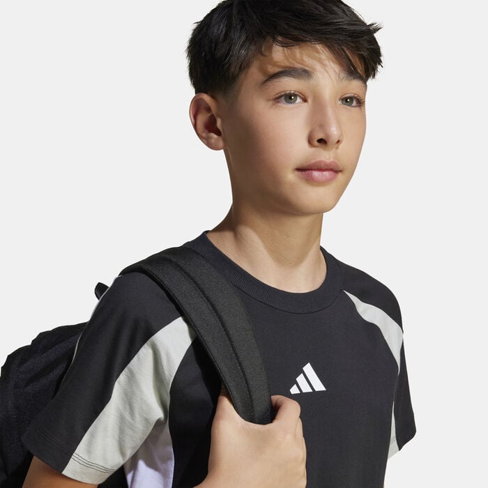 adidas Kids' Seasonal Essentials Colorblock T-Shirt Black adidas Kids' Seasonal Essentials Colorblock T-Shirt Black image number 3