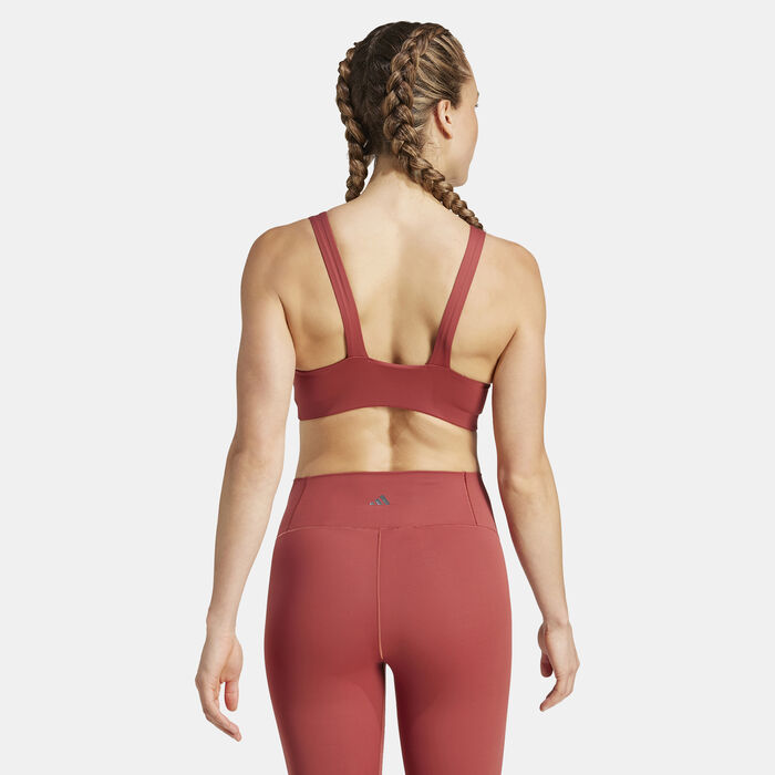 adidas Women's All Me Luxe Medium-Support Training Sports Bra Orange image number 1