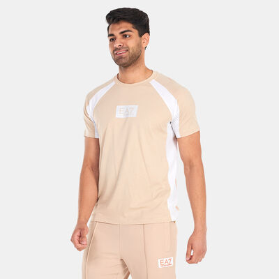 EA7 Emporio Armani Men's Small Logo 7 Lines T-Shirt Beige