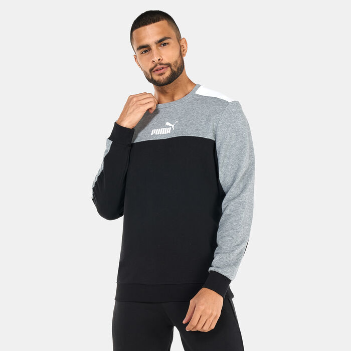 PUMA Men's Essentials+ Block Crew Neck Sweatshirt Black PUMA Men's Essentials+ Block Crew Neck Sweatshirt Black image number 0