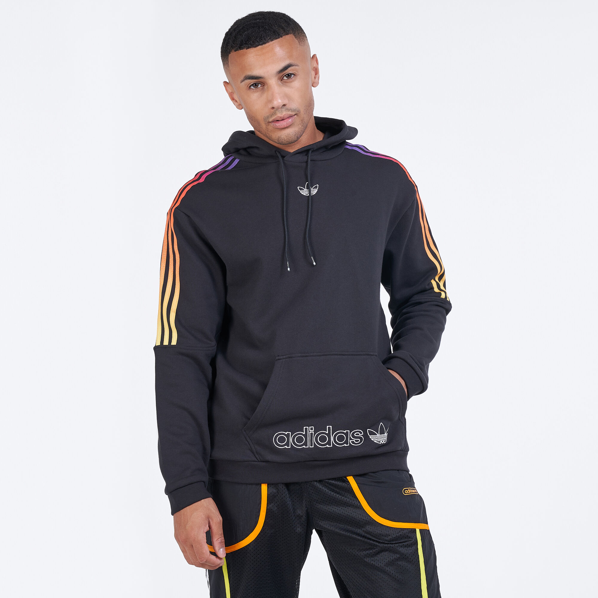 Adidas basketball flock cheap trefoil black hoodie