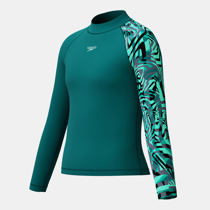 Speedo Kids' Printed Swimming Rashguard Green Speedo Kids' Printed Swimming Rashguard Green image number 2