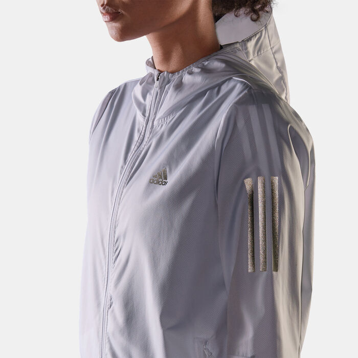 adidas Women's Own the Run Hooded Running Windbreaker Jacket White adidas Women's Own the Run Hooded Running Windbreaker Jacket White image number 3