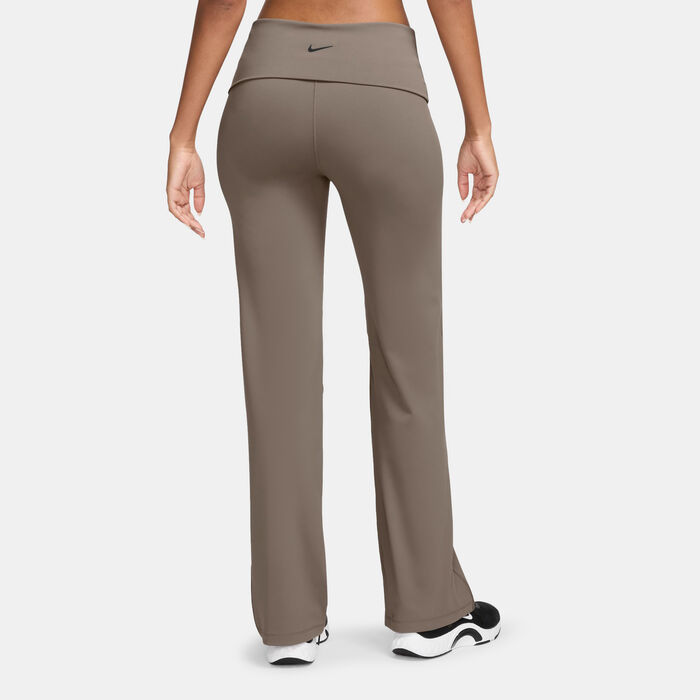 Nike Women's One Dri-FIT Fold-Over Yoga Pants Brown Nike Women's One Dri-FIT Fold-Over Yoga Pants Brown image number 1