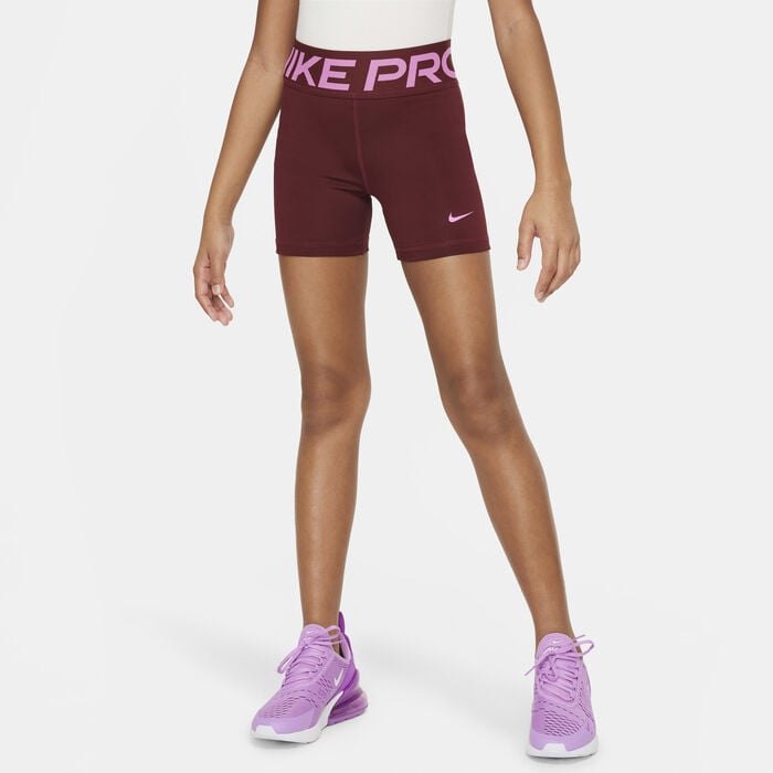 Nike Girls' Pro Dri-FIT Shorts Maroon Nike Girls' Pro Dri-FIT Shorts Maroon image number 0