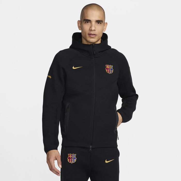 Nike Men's F.C. Barcelona Tech Fleece Windrunner Football Full-Zip Hoodie Black Nike Men's F.C. Barcelona Tech Fleece Windrunner Football Full-Zip Hoodie Black image number 0