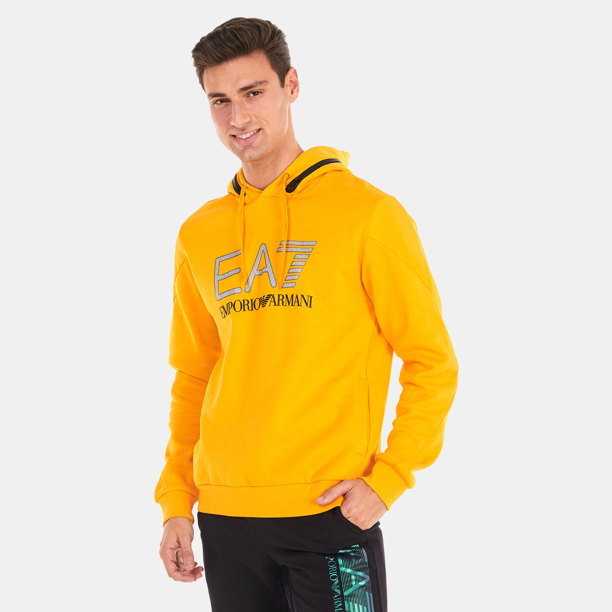 Buy EA7 Emporio Armani Men s Graphic Train Pullover Hoodie yellow