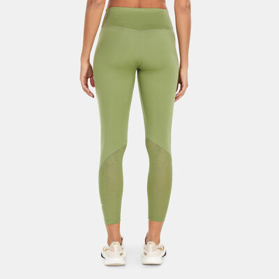 Nike Women's One Mid-Rise 7/8 Mesh-Panelled Leggings Green