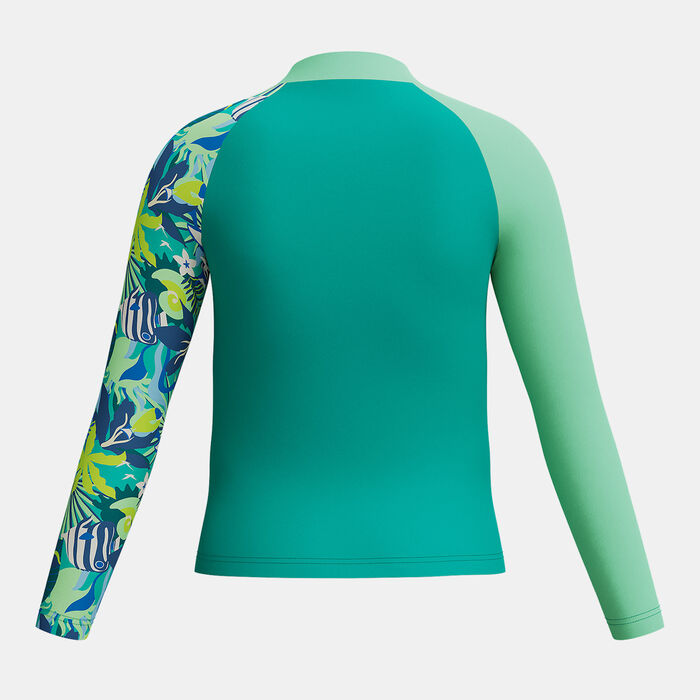 Speedo Kids' Printed Long Sleeve Swimming Rashguard Green Speedo Kids' Printed Long Sleeve Swimming Rashguard Green image number 1