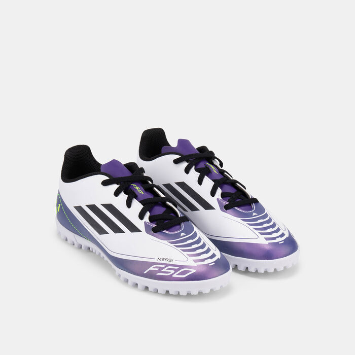 adidas Kids' F50 Club Messi Turf Ground Football Shoes White adidas Kids' F50 Club Messi Turf Ground Football Shoes White image number 1