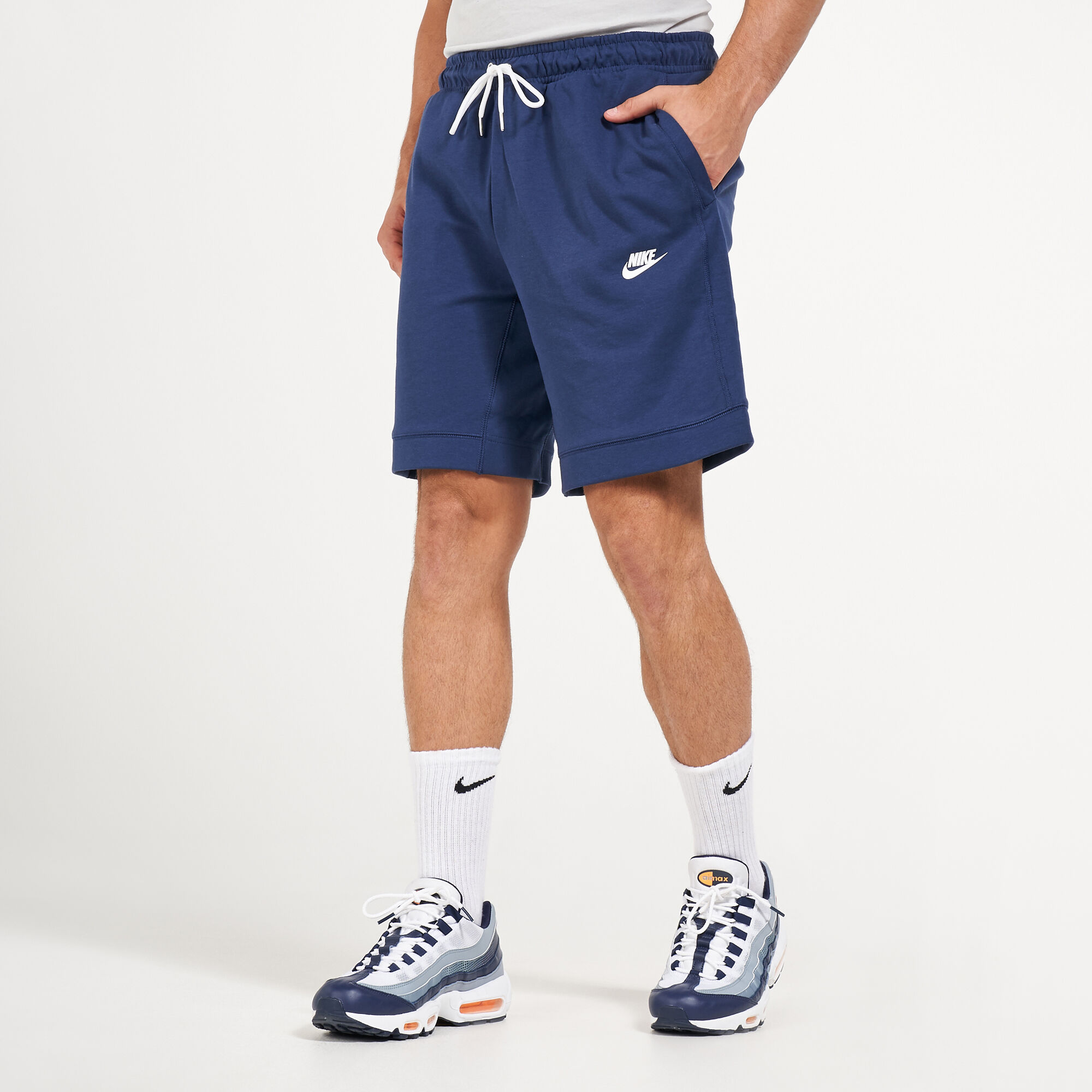 Navy blue nike fleece shorts cheap