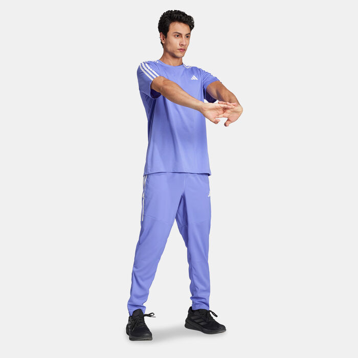 adidas Men's Own the Run 3-Stripes Running T-Shirt Blue image number 2