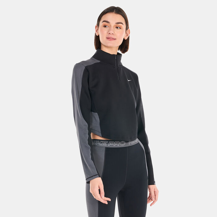 Nike Women's Dri-FIT Long-Sleeve 1/4-Zip Training T-Shirt Black image number 0