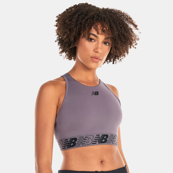 New Balance Women's Relentless Crop Sports Bra Grey New Balance Women's Relentless Crop Sports Bra Grey image number 0