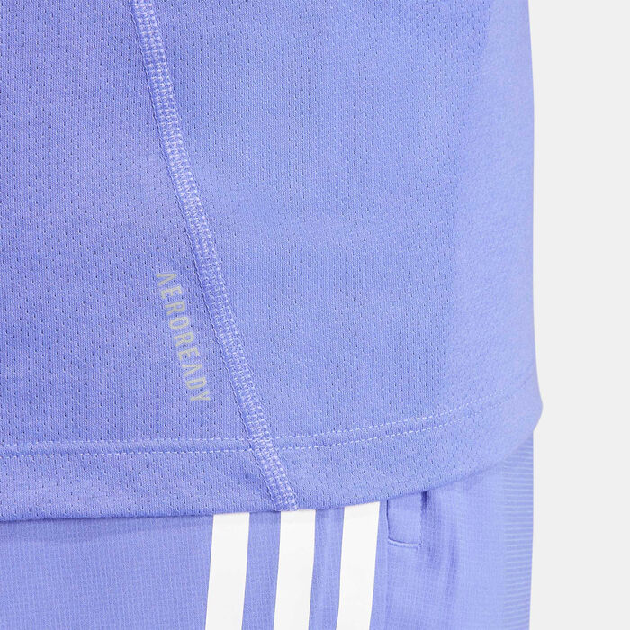 adidas Men's Own the Run 3-Stripes Running T-Shirt Blue adidas Men's Own the Run 3-Stripes Running T-Shirt Blue image number 4