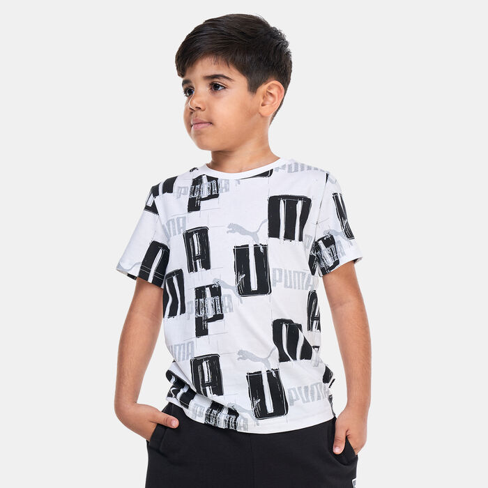 PUMA Kids' Essentials+ Logo Lab Allover Print T-Shirt White PUMA Kids' Essentials+ Logo Lab Allover Print T-Shirt White image number 0