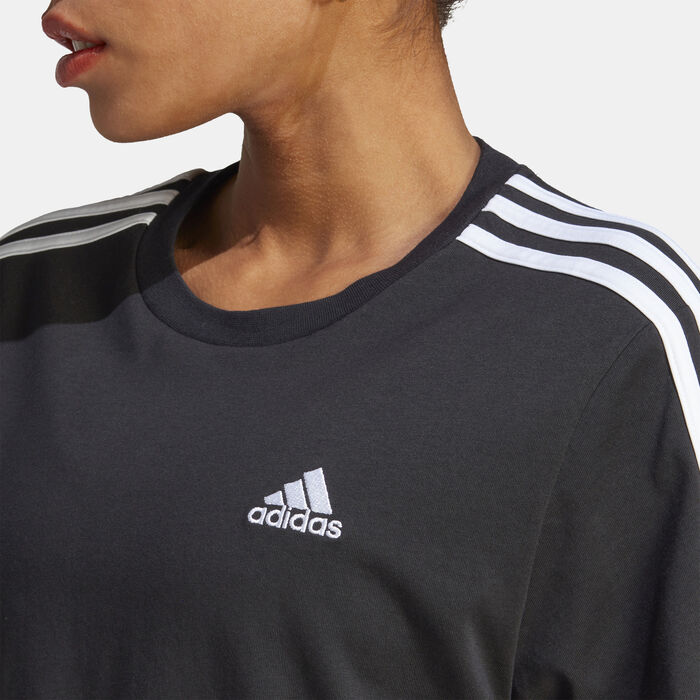 adidas Women's Essentials 3-Stripes Crop Top Black adidas Women's Essentials 3-Stripes Crop Top Black image number 3