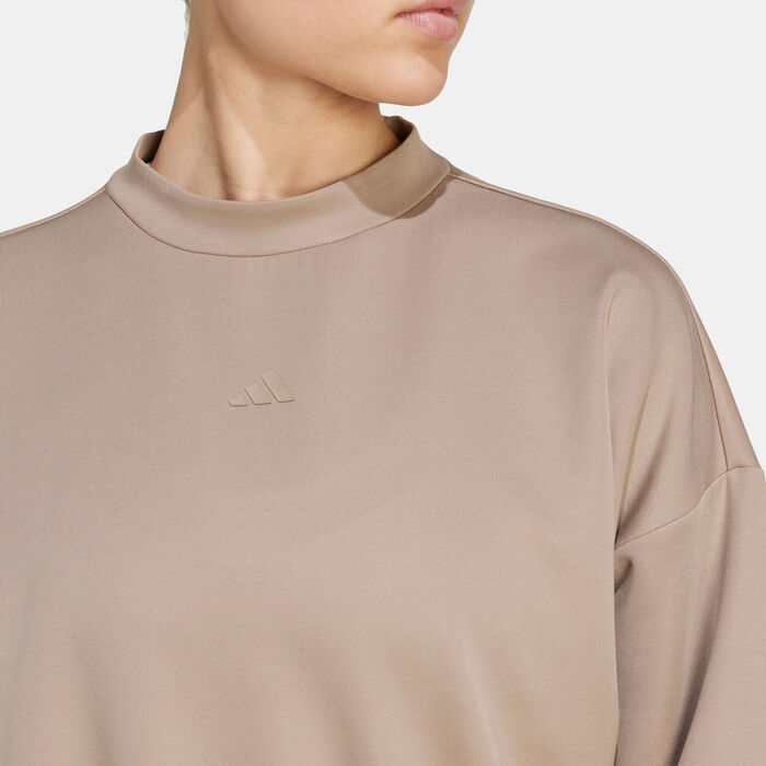adidas Women's Yoga Essentials Sweatshirt Brown adidas Women's Yoga Essentials Sweatshirt Brown image number 3