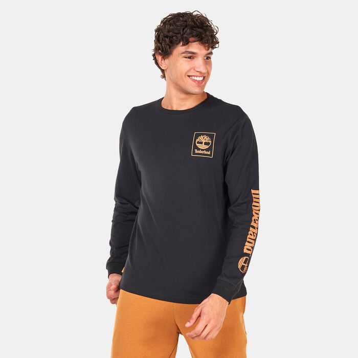 Timberland Men's Stack Logo Long Sleeve T-Shirt Black Timberland Men's Stack Logo Long Sleeve T-Shirt Black image number 0