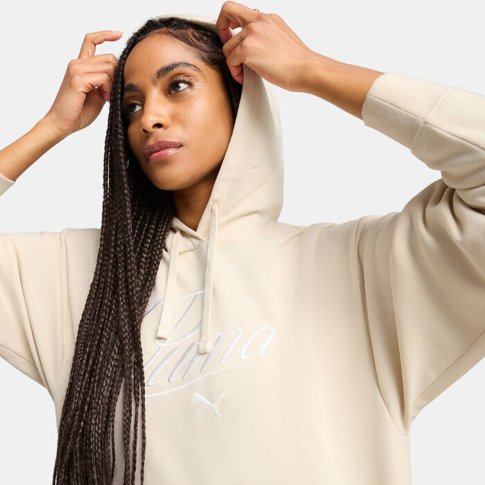 PUMA Women's Essential Script Comfort Hoodie Beige PUMA Women's Essential Script Comfort Hoodie Beige image number 3
