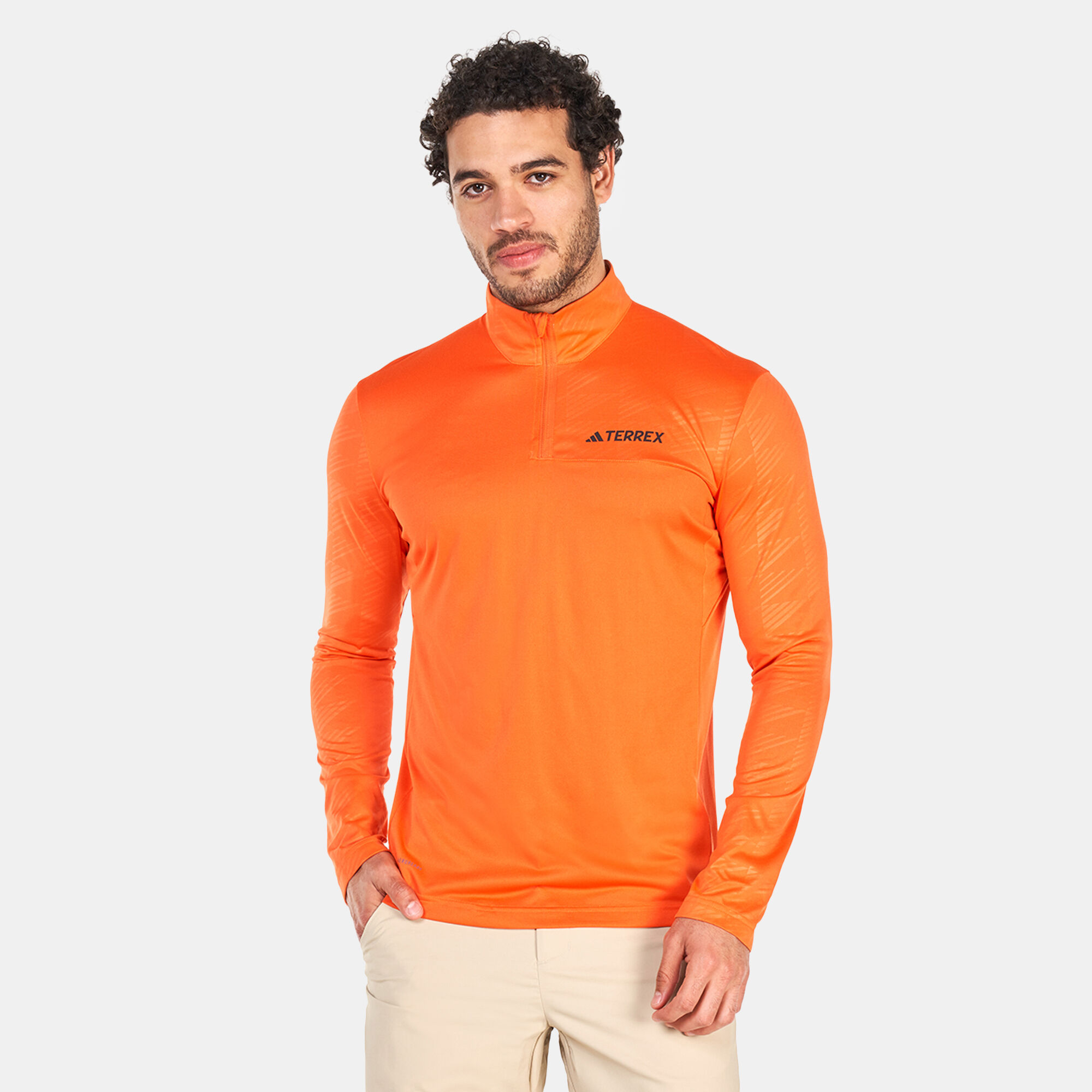 Men s Terrex Multi Half Zip Long Sleeve T Shirt Orange adidas in KSA SSS