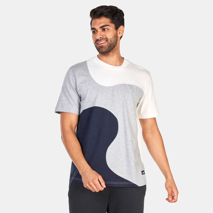 adidas Men's Marimekko Future Icons 3-Stripes T-Shirt Grey adidas Men's Marimekko Future Icons 3-Stripes T-Shirt Grey image number 0