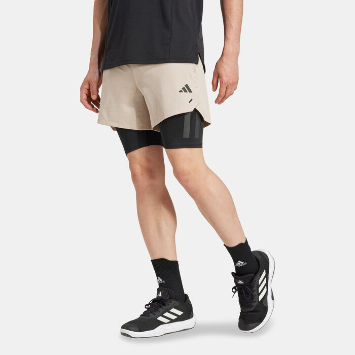 adidas Men's Power 2-In-1 Training Shorts Beige adidas Men's Power 2-In-1 Training Shorts Beige image number 0