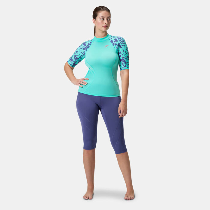 Speedo Women's Printed Swimming Rashguard Blue Speedo Women's Printed Swimming Rashguard Blue image number 2