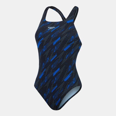 Speedo Women's HyperBoom Printed One-Piece Swimsuit Black Speedo Women's HyperBoom Printed One-Piece Swimsuit Black