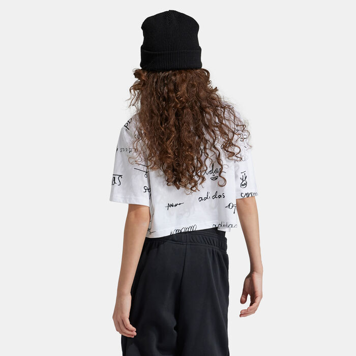adidas Kids' Brand Love Crop Top White adidas Kids' Brand Love Crop Top White image number 1