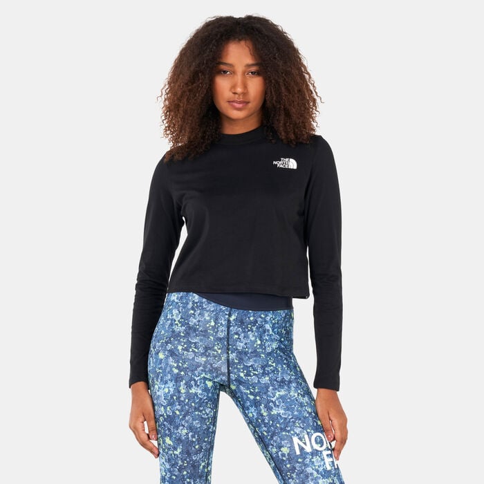 The North Face Women's Longsleeve Crop Top Black The North Face Women's Longsleeve Crop Top Black image number 0