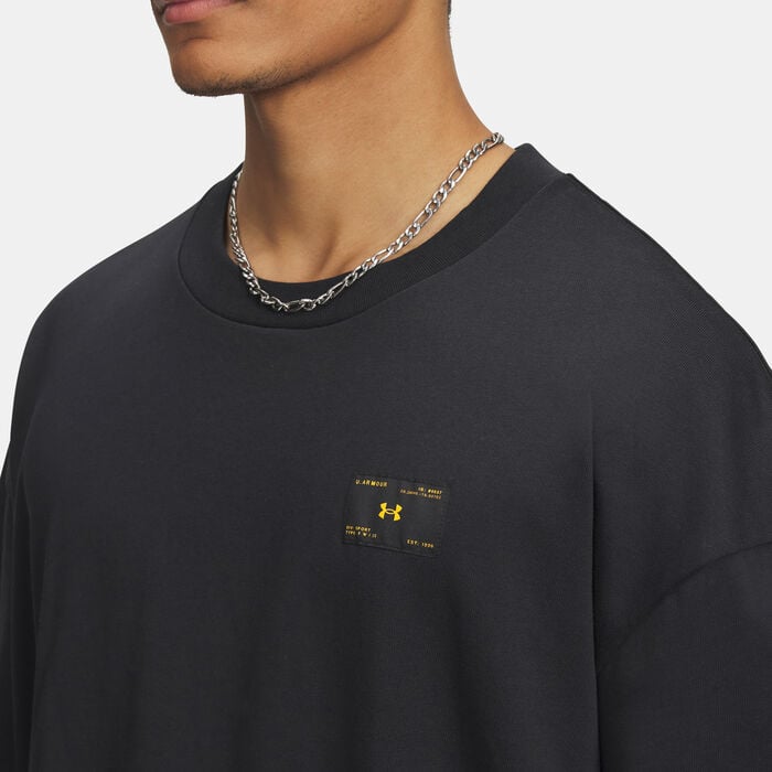 Under Armour Men's Woven Label Heavyweight T-Shirt Black Under Armour Men's Woven Label Heavyweight T-Shirt Black image number 2