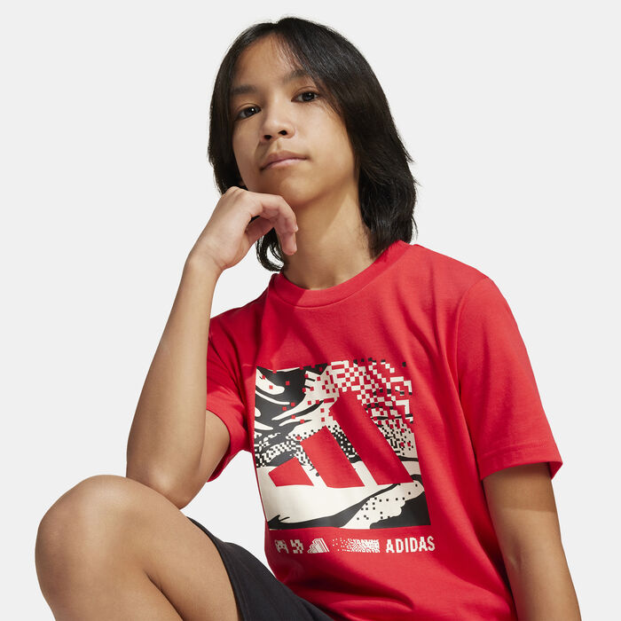 adidas Kids' Camo Graphic T-Shirt Red adidas Kids' Camo Graphic T-Shirt Red image number 4