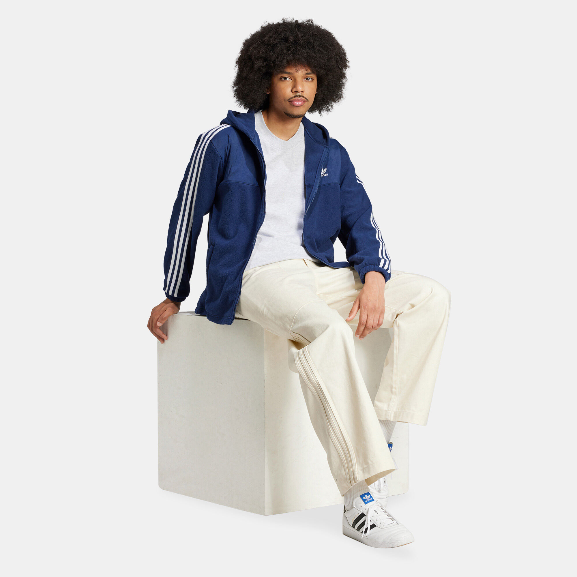 Men s Adicolor 3 Stripes Teddy Fleece Hoodie Blue adidas Originals in KSA SSS