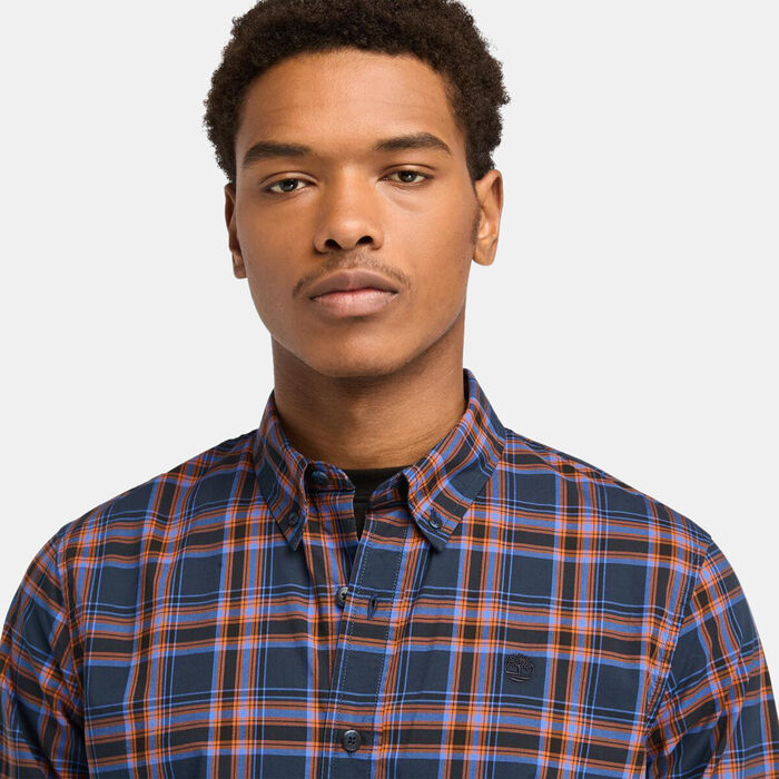 Timberland Men's Stretch Poplin Check Shirt Blue image number 3