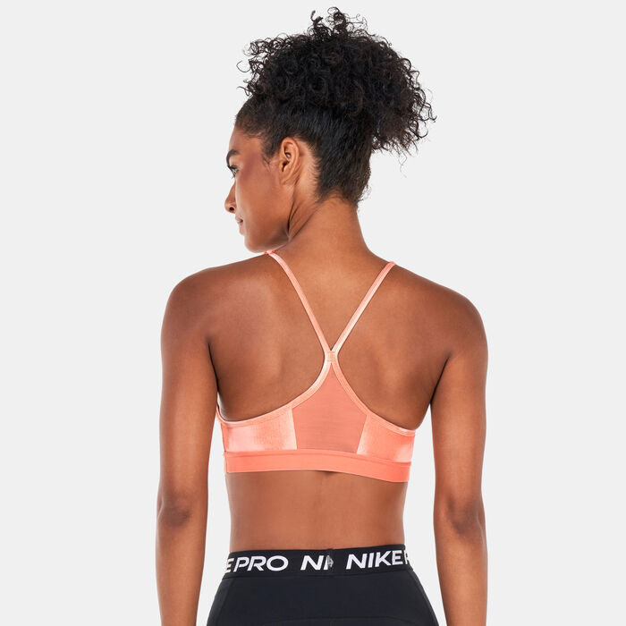 Nike Women's Indy Dye Allover Print Sports Bra Pink Nike Women's Indy Dye Allover Print Sports Bra Pink image number 1