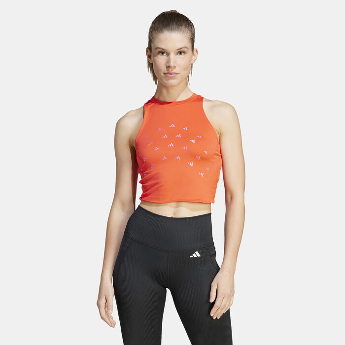 adidas Women's Brand Love Training Logo Print Crop Tank Top Red image number 0
