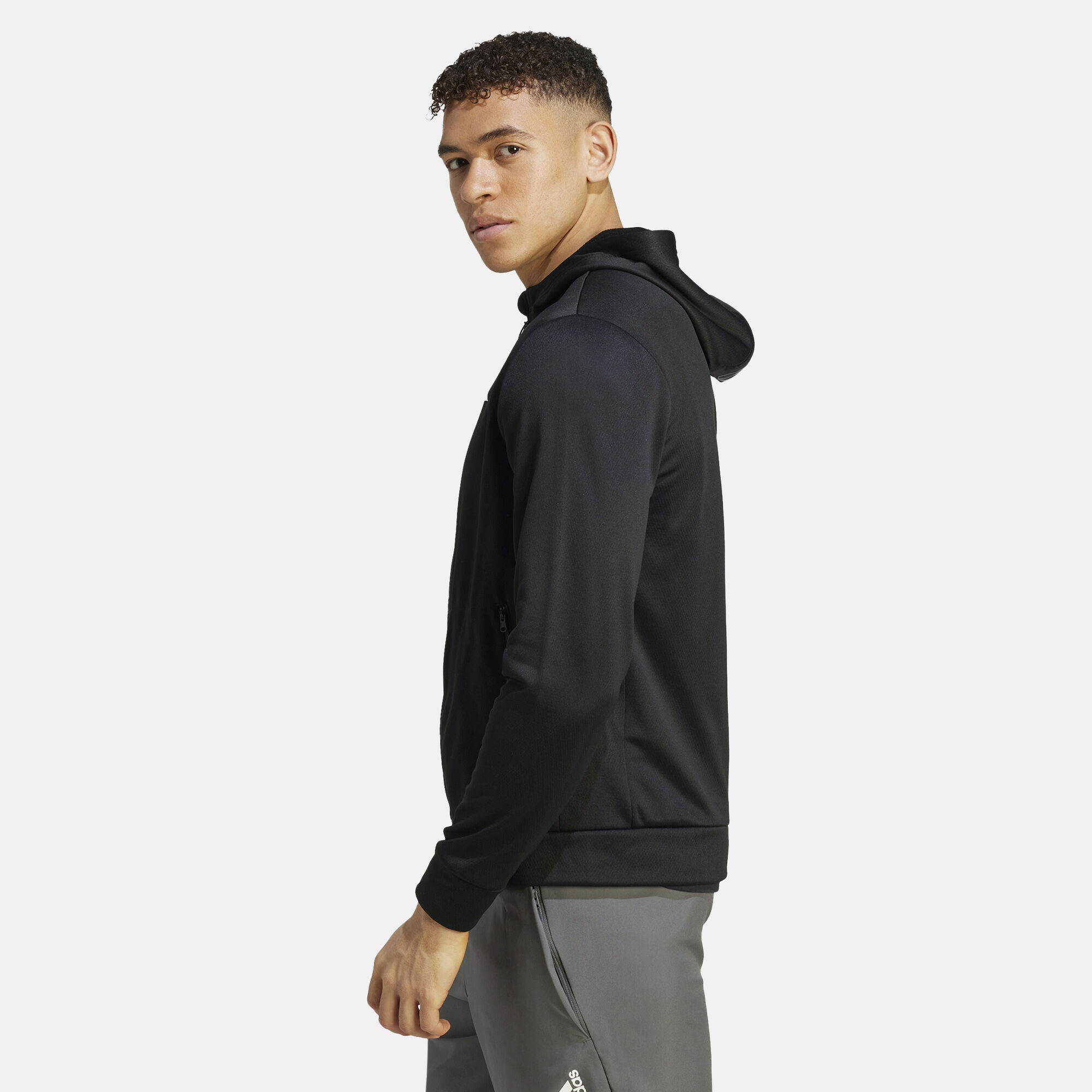 Buy adidas Men s Train Essentials Seasonal Full Zip Hoodie Black