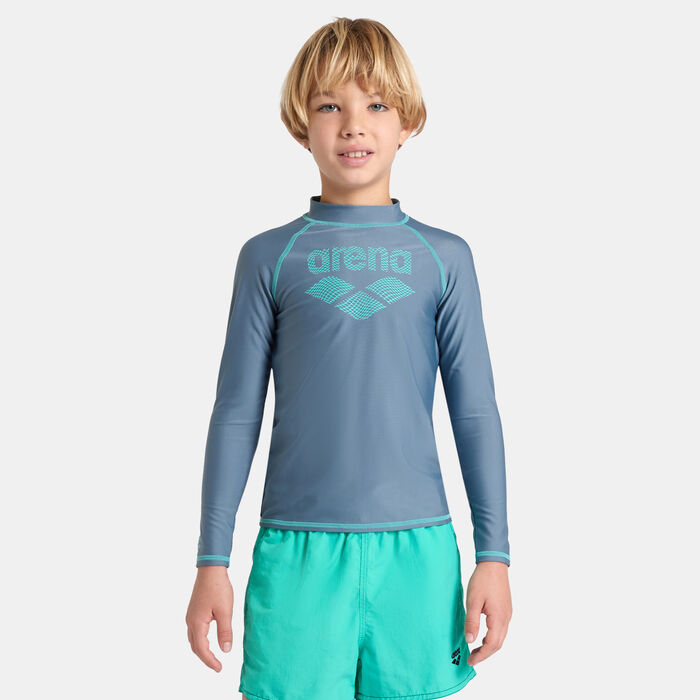 Arena Kids' Graphic Swimming Rashguard Grey Arena Kids' Graphic Swimming Rashguard Grey image number 0